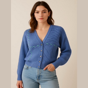 Vintages 80's 90's Cardigan knit sweater purple Rare Metal Button